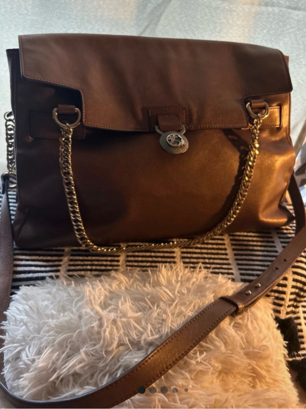 Versace collection brown leather handbag from the Vitello Perlato line